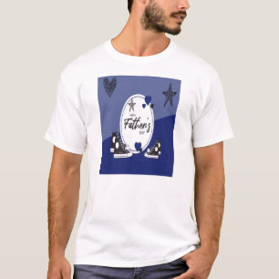 T-Shirt Weiß Blau Vaterschaft und Kinderschuhe T-S