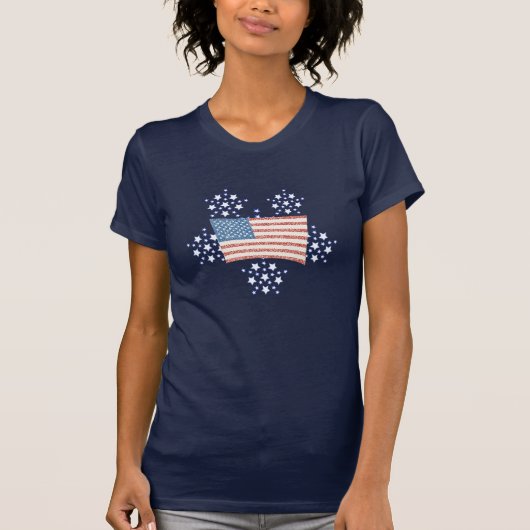 T-Shirt "White Star Fire Works and Pointillism Fla (Vorderseite)
