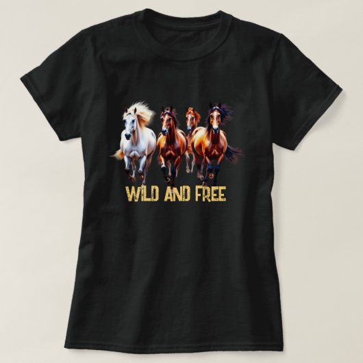 T - SHIRT WILD UND KOSTENLOSE PFERDE (Design vorne)