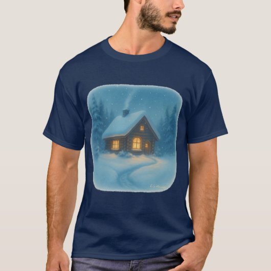 T-Shirt Winter Cabin Scene (Vorderseite)