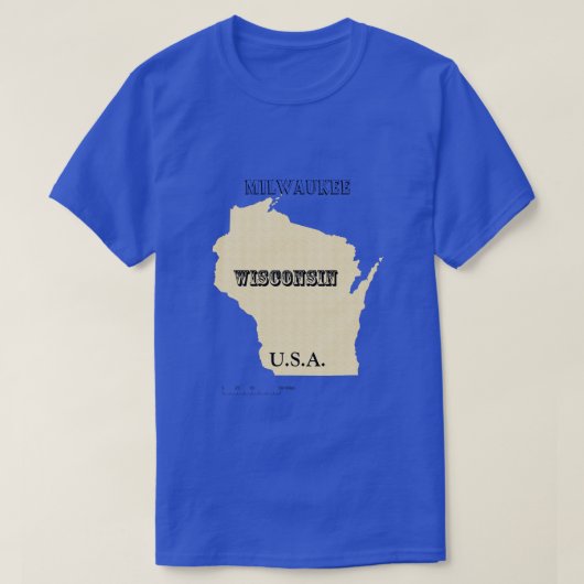 T - Shirt - Wisconsin Karte mit Stadt (Design vorne)