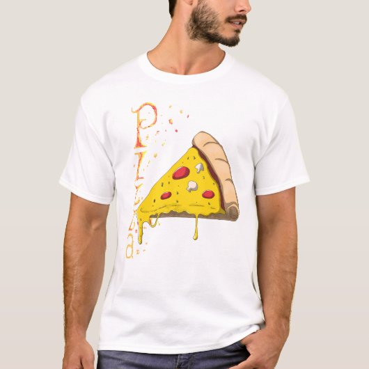 T-shirt with artistic print of Specter Pizza.  (Vorderseite)