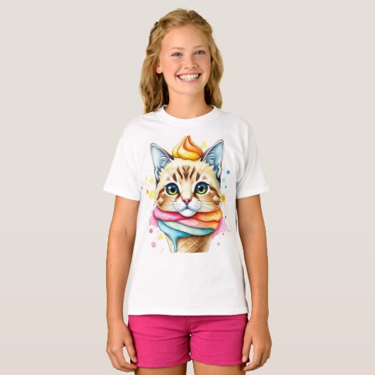 T-shirt with ice-cream and cat (Vorne ganz)