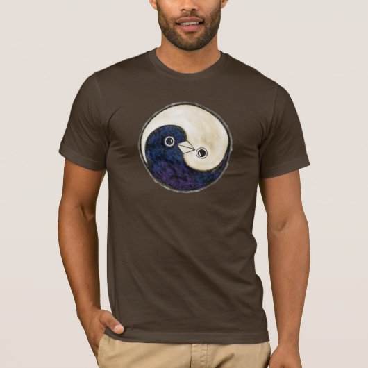 T-Shirt Yin Yang Friedens- und Harmonietauben (Vorderseite)