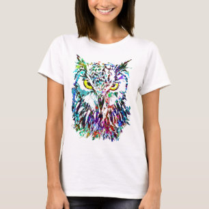 T - Shirt   Zeichnend buntes Eule   Abstrakte Kuns