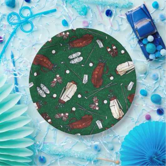 T-Shirt-Zeit-Grün-Golf-Muster-Papier-Teller Pappteller (Party)