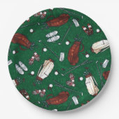 T-Shirt-Zeit-Grün-Golf-Muster-Papier-Teller Pappteller (Vorderseite)