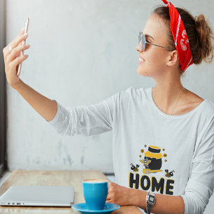T-Shirt "ZUHAUSE" mit Cartoon-Biene und Honigglas