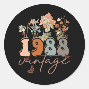 T-Shirt zum 35. Geburtstag für Frauen im Jahr 1988 Runder Aufkleber