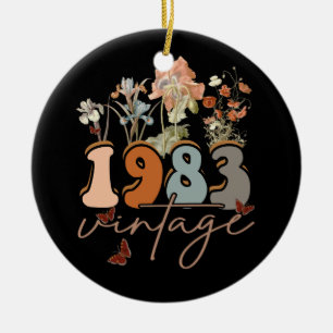 T-Shirt zum 40. Geburtstag für Frauen, Vintage 198 Keramik Ornament