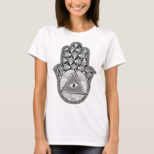 T-Shirt zum Schutz des Bösen Auges Hamsa (Vorderseite)