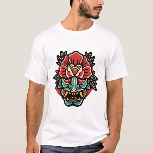 T - Shirt zur Tätowierungsgestaltung auf Rose (Vorderseite)