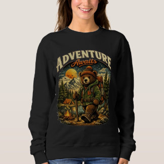 T-ShirtAbenteuer warten Vintage-Bär-Wandern-Hoodie Sweatshirt