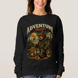T-ShirtAdventure Awaits Vintage Bear Hiking Hoodie
