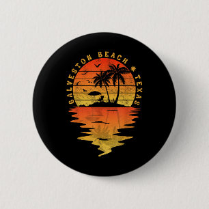 T-Shirts für Familienurlaub Texas Galveston Beach Button
