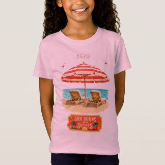 T-Shirts für Kinder in Rosa mit Strand und Sonnenu