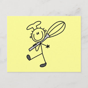 T-Shirts mit Stockfigur-Koch mit Schneebesen Postkarte