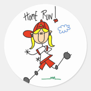 T-Shirts und Geschenke für Mädchen Baseball Home R Runder Aufkleber