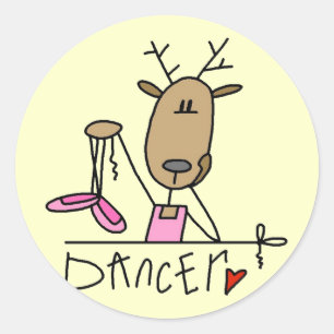 T-Shirts und Geschenke mit Tänzer-Rentier Runder Aufkleber