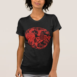 T-Stück 2017 der Chinese Papercut Hahn-Jahr-Frau  T-Shirt
