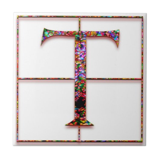 T Trajanus Red Custom Monogram Tile Fliese (Vorderseite)