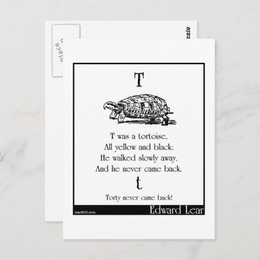 T war eine Schildkröte Postkarte (Vorne/Hinten)