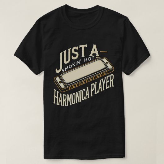 TA109-Harmonica Player T Shirt Jazz Blues Music Ts (Design vorne)