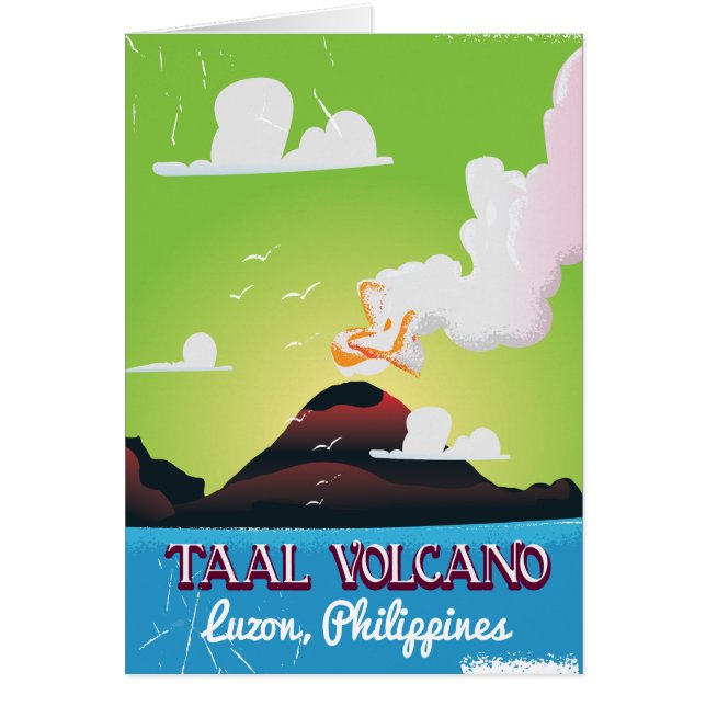 Taal Volcano Vulkan Philipp Vintage Reiseplakat (Vorne)