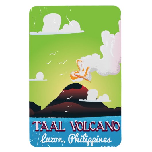 Taal Volcano Vulkan Philipp Vintage Reiseplakat Magnet (Vertikal)