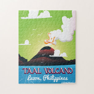 Taal Volcano Vulkan Philipp Vintage Reiseplakat Puzzle