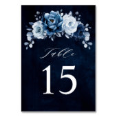 Tab "Dusty Blue Slate Navy Floral Botanical Weddin Tischnummer (Vorderseite)