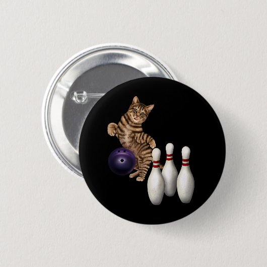Tab Funny Cat Bowling Button (Vorne & Hinten)