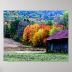 Tabak Barn Fall Foliage Art Orton Poster