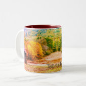 Tabak Barn Fall Foliage Art Zweifarbige Tasse (Vorderseite Links)
