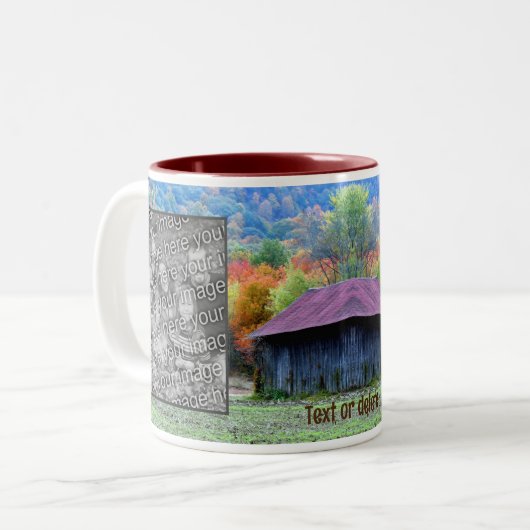 Tabakstall Herbstblättern Fügen Sie Ihr Foto hinzu Zweifarbige Tasse (Vorderseite Links)