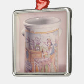 Tabaktopf, der einen Tabakwarenhändler darstellt Silbernes Ornament (Links)