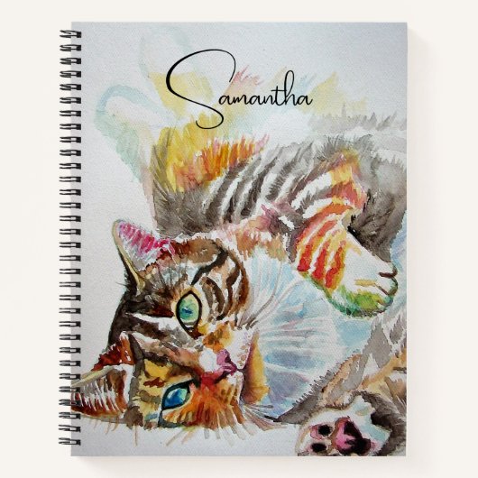 Tabbtabellen Niedlich Katzen Aquarell Notebook Notizblock (Vorderseite)