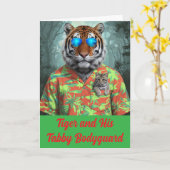 Tabby and Tiger Faltkarte Karte (Gelbe Blume)