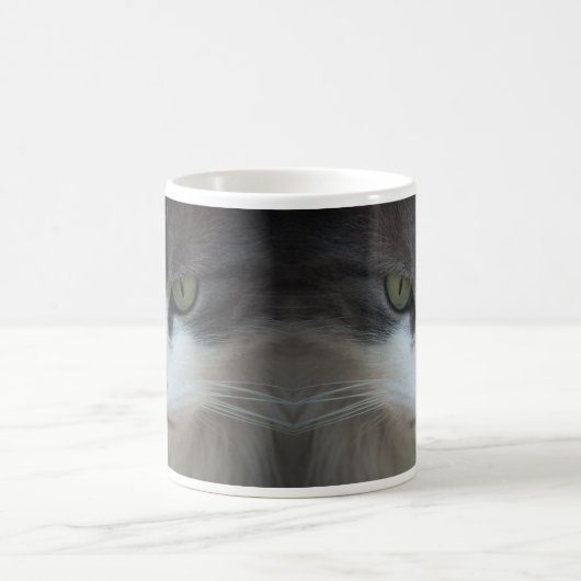 Tabby-and-White Cat Staring Kaffeetasse (Mittel)