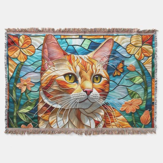 Tabby art stained glass cat colorful modern style decke (Vorderseite)