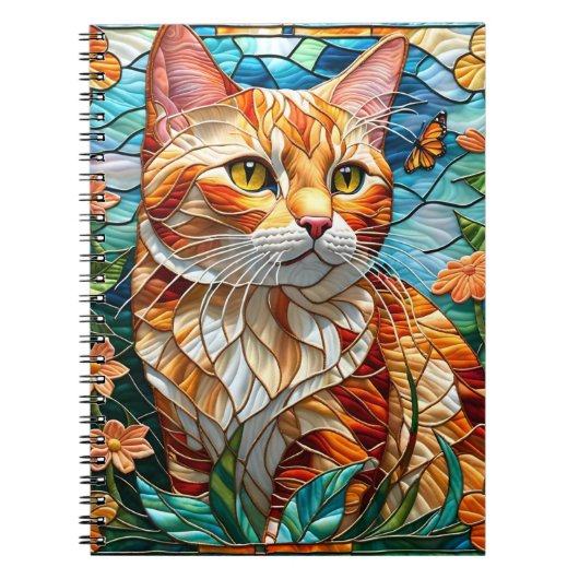 Tabby  art stained glass cat colorful modern style notizblock (Vorderseite)