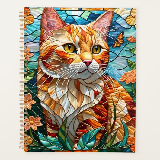 Tabby art stained glass cat colorful modern style planer (Vorderseite)