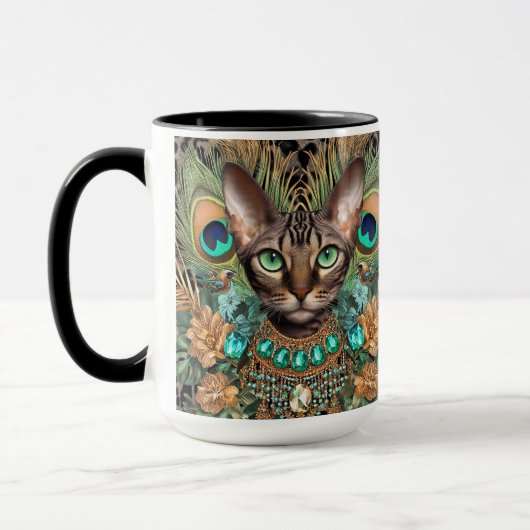 Tabby Bengalisch Cat Floral Art Tasse (Links)