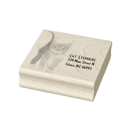 Tabby Benutzerdefiniert Holz-Briefmarke mit Text Gummistempel (Stempel)