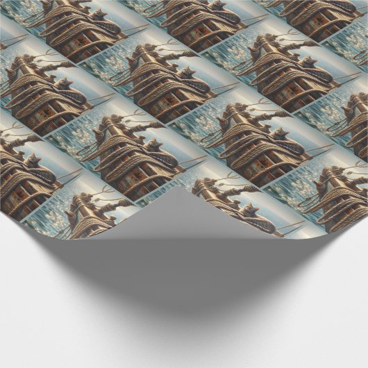 Tabby Cap on Nautical Boat Ropes Geschenkpapier (Ecke)