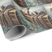 Tabby Cap on Nautical Boat Ropes Geschenkpapier (Rolleneckpunkt)