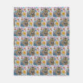 Tabby cat and flowers blanket  fleecedecke (Vorderseite)