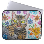 Tabby Cat and flowers Electronics Bag Laptopschutzhülle (Vorderseite)