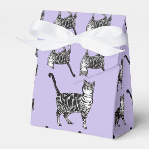 Tabby Cat Art Lila Cats Geburtstagsparty Geschenkschachtel