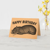 TABBY CAT ART NICKERCHEN, ESSEN CAKE, GEBURTSKARTE KARTE (Gelbe Blume)